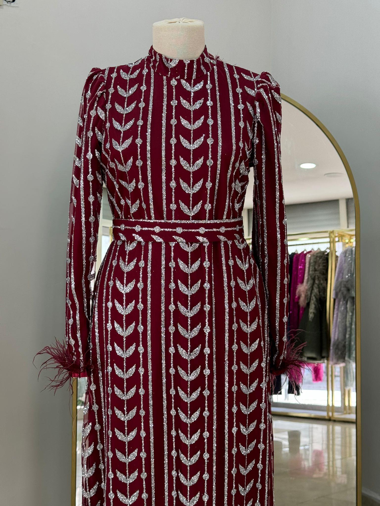 Beyza – Bordo  Abiye Elbise