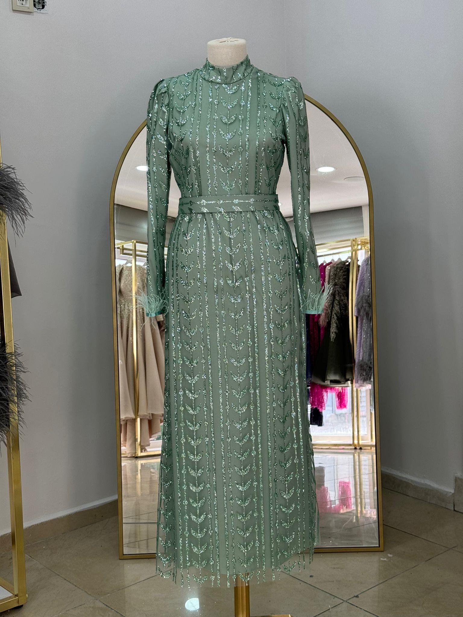 Beyza – Mint Yeşili Abiye Elbise