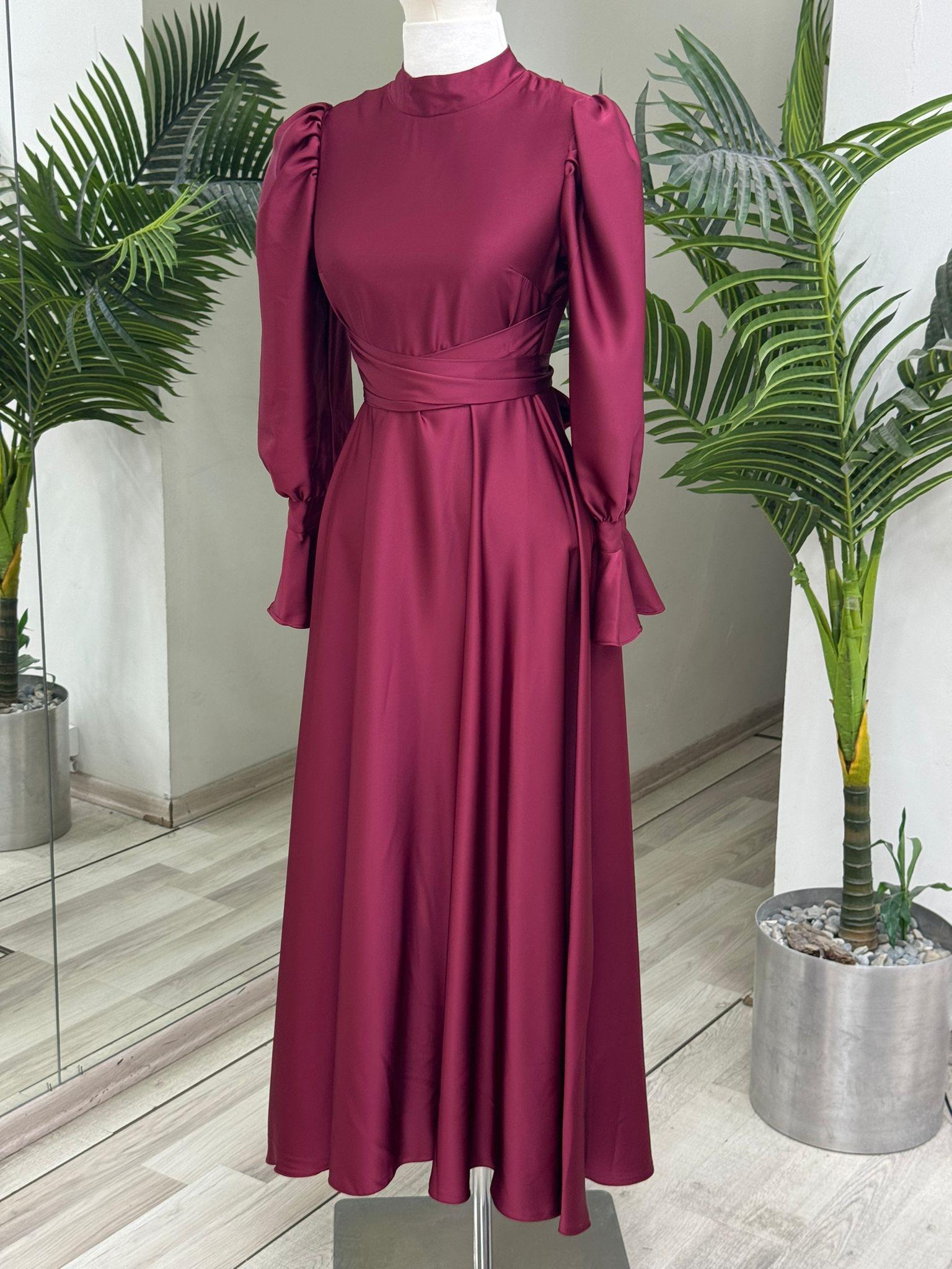 Defne - Bordo Abiye Elbise