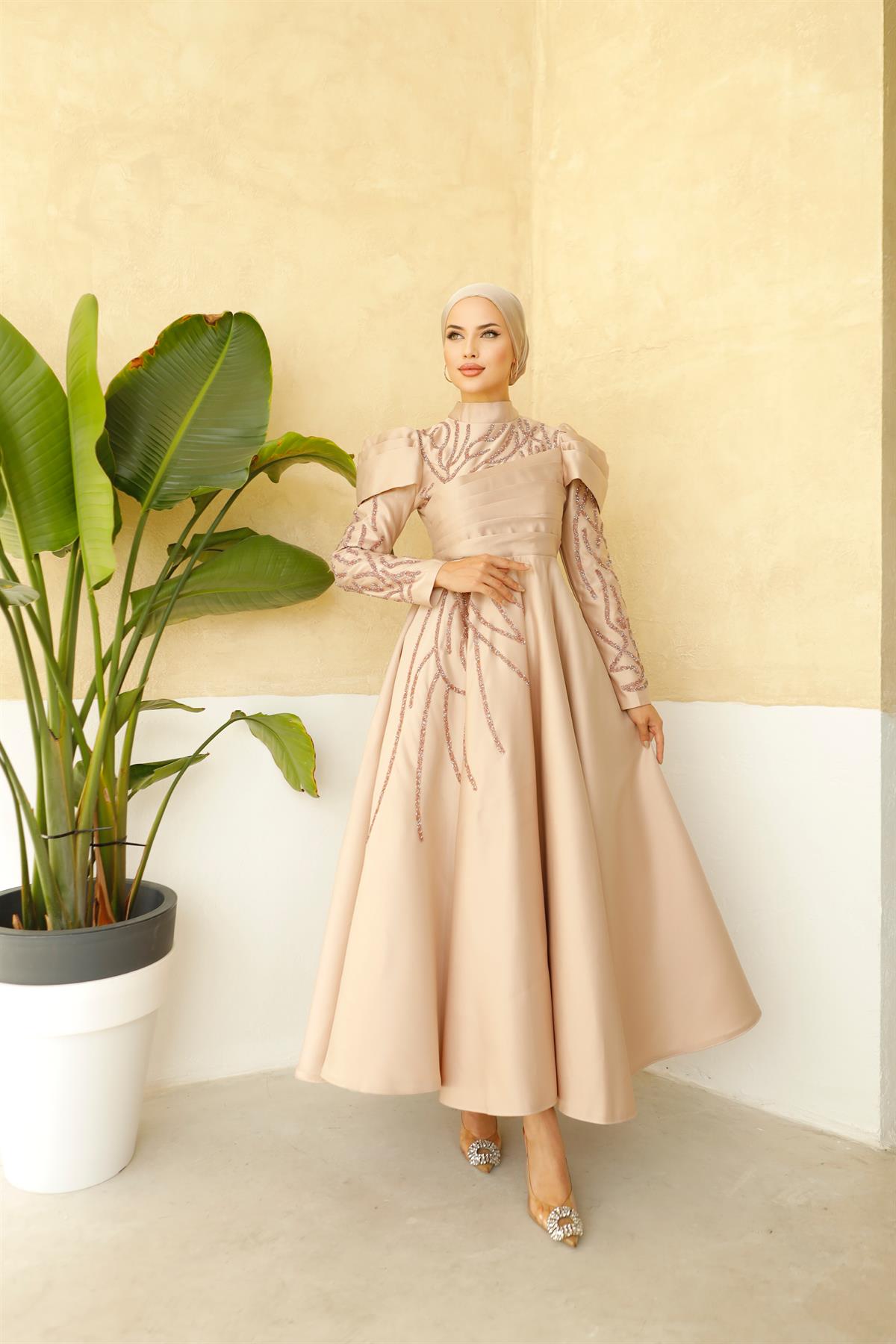 İsabel –  Bej Abiye Elbise