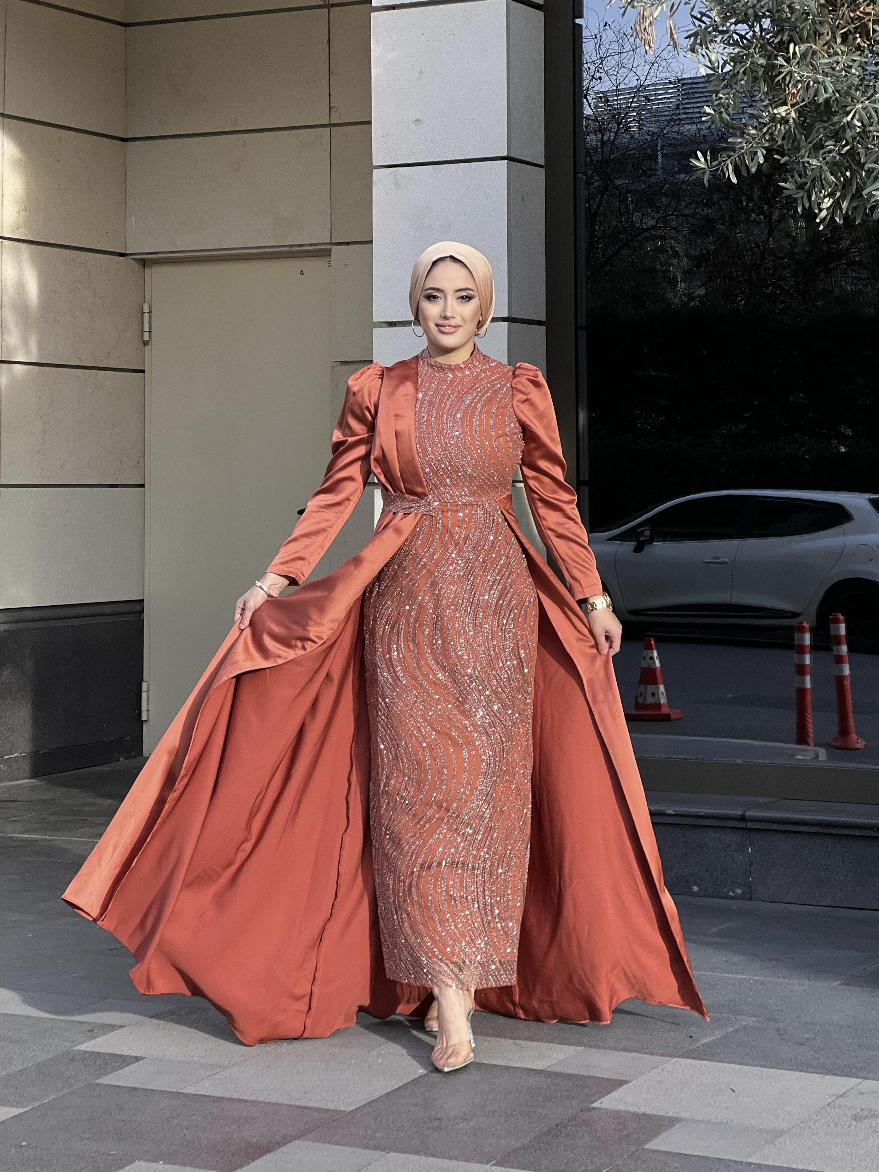 Lavin –  Bronz Abiye Elbise