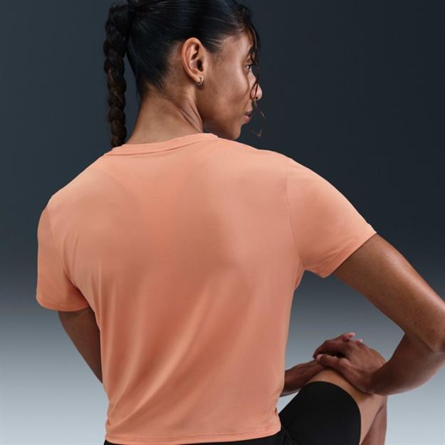 Nike One Classic Dri-FIT Düğüm Detaylı Crop T-Shirt - Somon