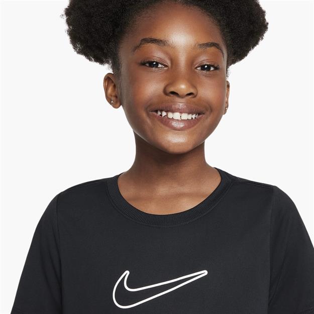 Nike One Dri-FIT Fitted Genç Kız Antrenman T-Shirt - Siyah