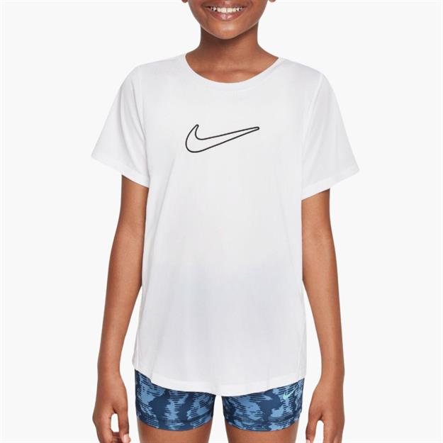 Nike One Dri-FIT Fitted Genç Kız Antrenman T-Shirt - Beyaz
