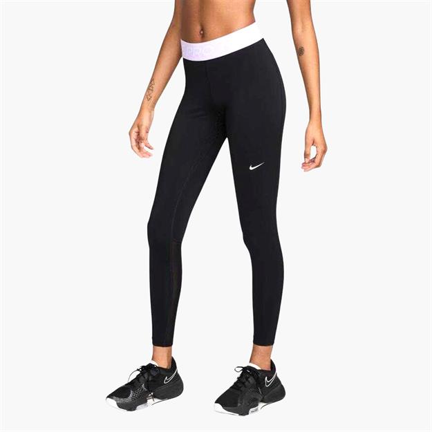 Nike Pro Normal Belli File Panelli Tayt - Siyah/Pembe