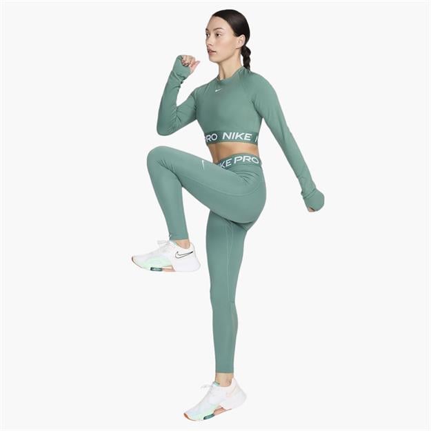 Nike Pro Normal Belli File Panelli Tayt - Yeşil