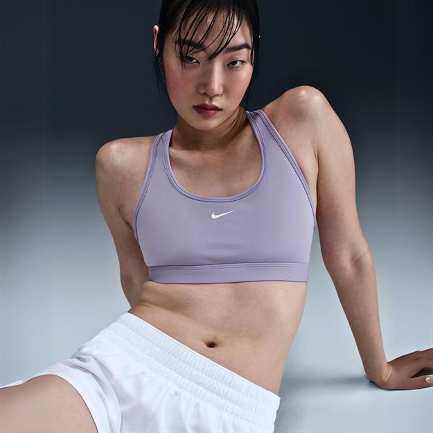 Nike Swoosh Light Support Dolgusuz Spor Sütyeni - Lila