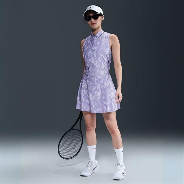 Nike Victory Dri-FIT Fırfırlı Baskılı Tenis Eteği - Lila