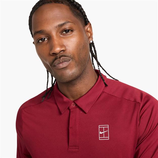 NikeCourt Advantage Dri-FIT Polo Yaka Tenis T-Shirt - Bordo