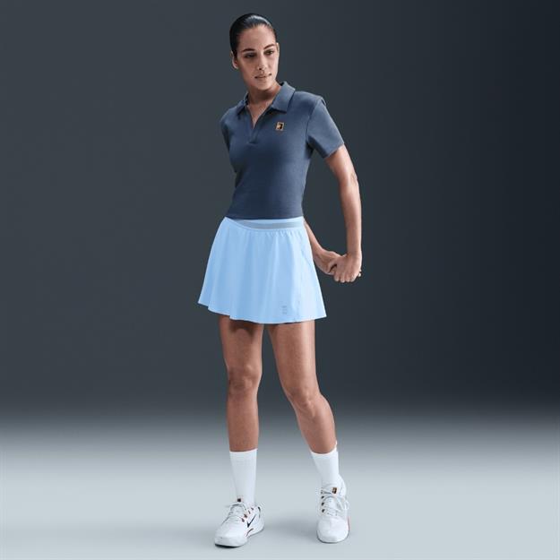 NikeCourt Heritage Crop Polo Tenis T-Shirt - Mavi