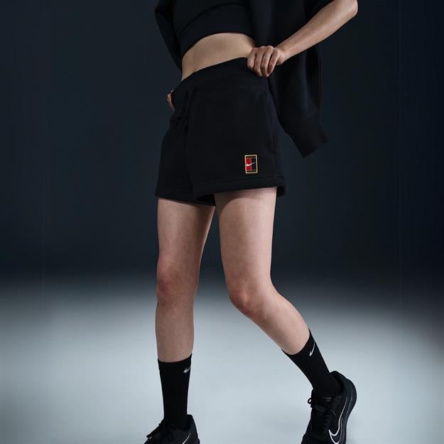 NikeCourt Phoenix Yüksek Bel Bol Şort - Siyah