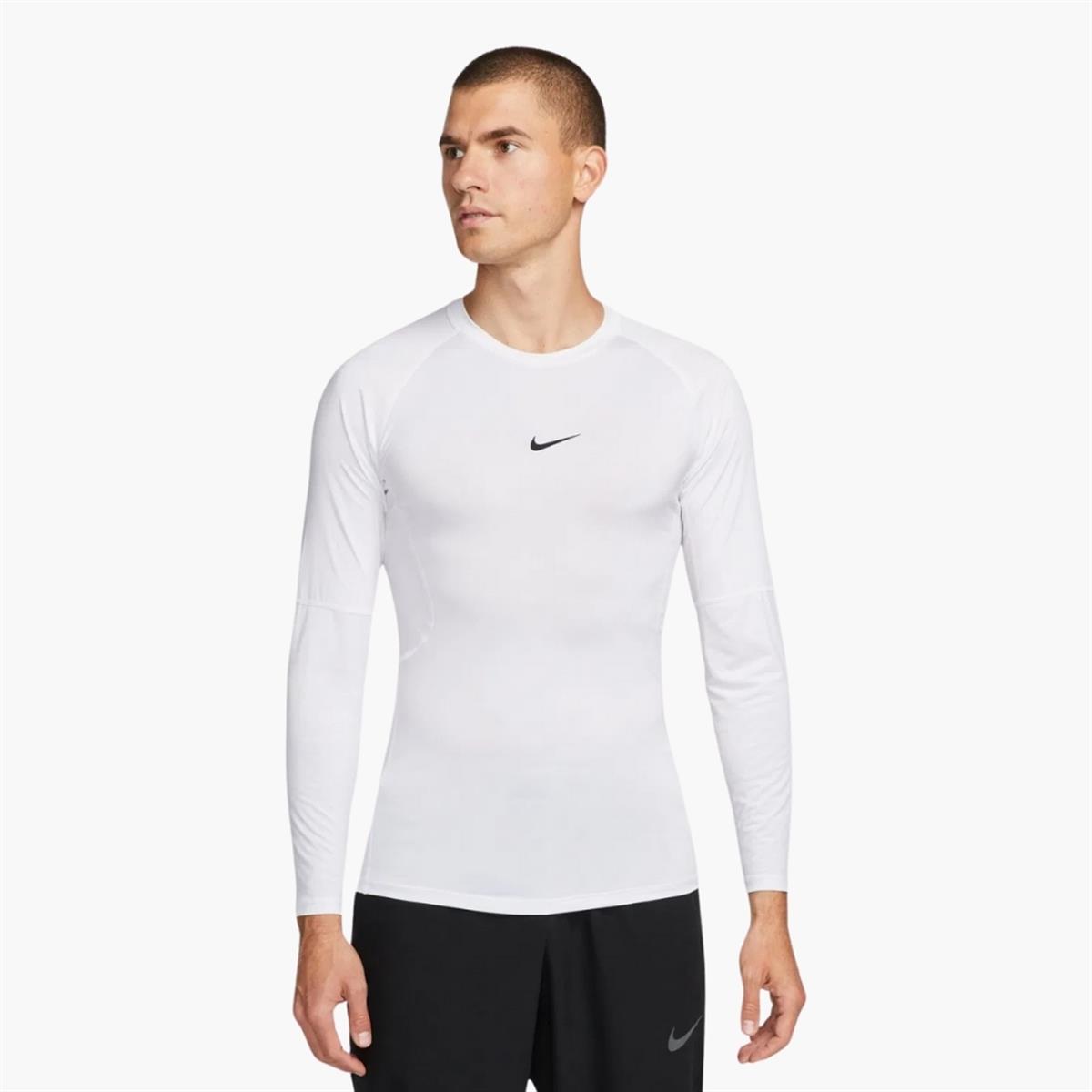 Nike Pro Dri-FIT Sleeve S-M ホワイト/レッド Nike PRO Dri-FIT Uzun Kollu Fitness Üstü - Beyaz - FB7919-100