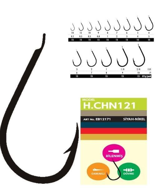 Hayabusa HCHN 121 Kısa Pala Dövme Olta İğnesi 15li Paket Black Nikel