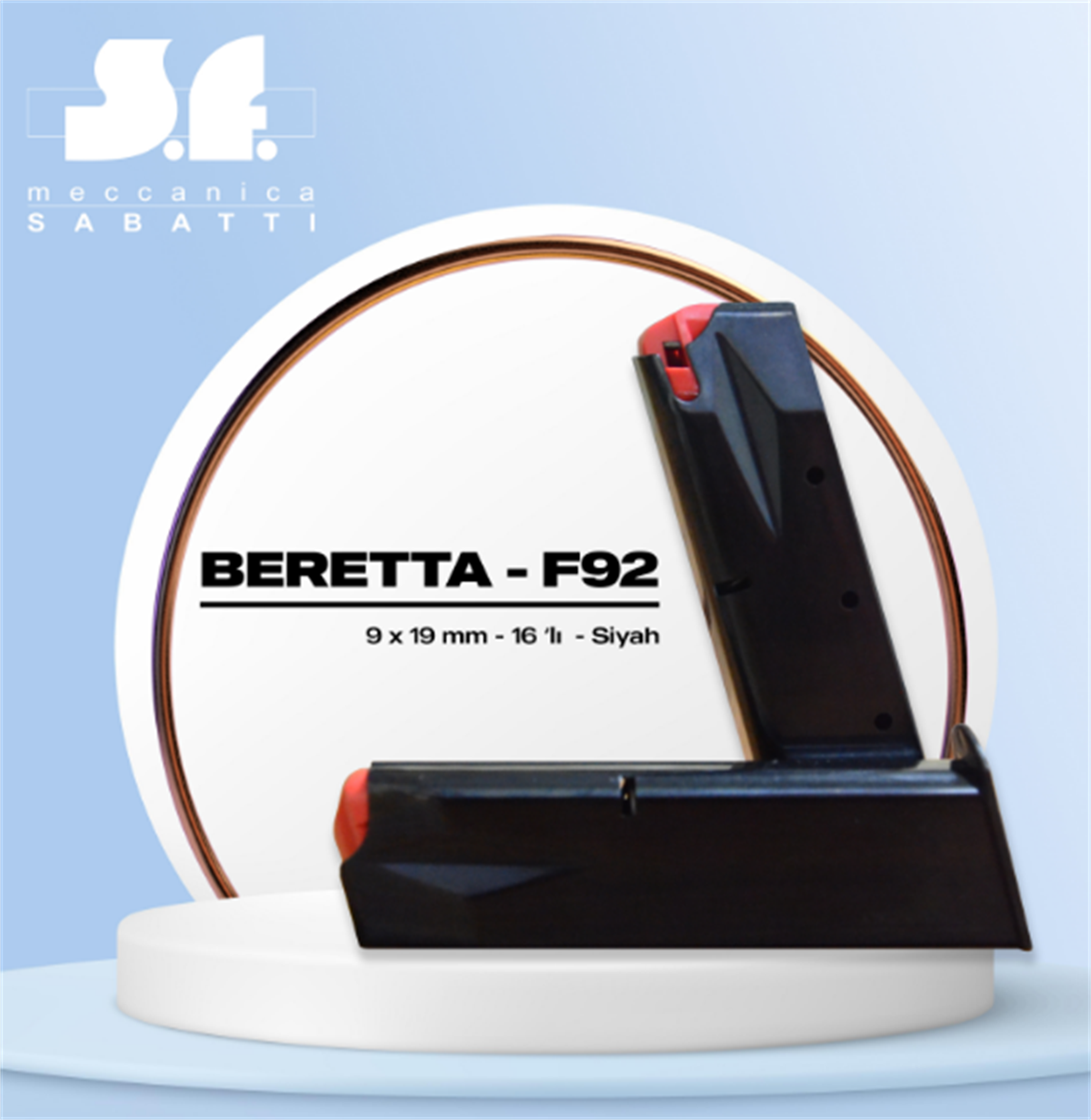 SABATTI BERETTA F92 (YAVUZ 16) ( SİYAH TABANCA ŞARJÖRÜ)