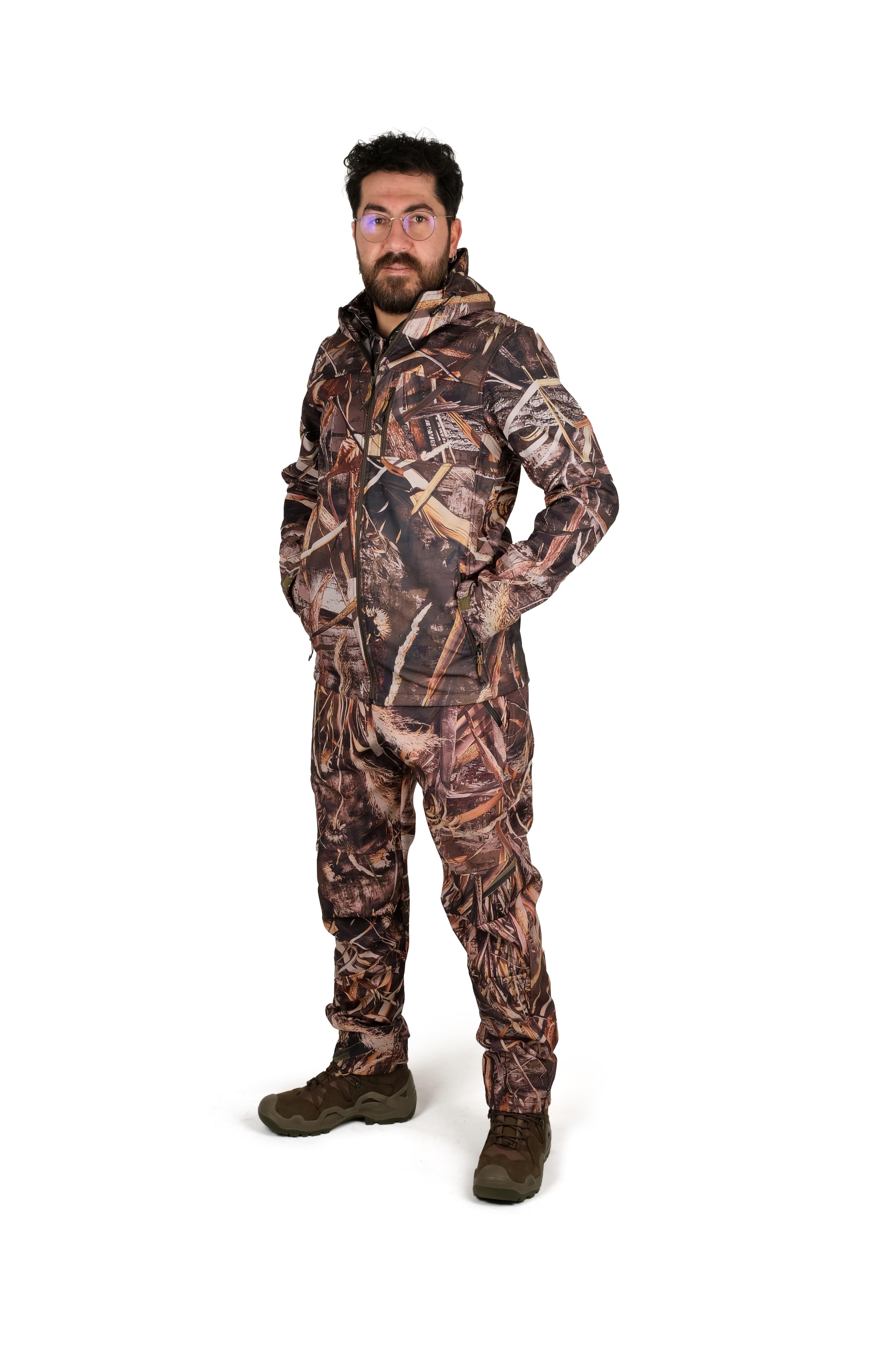 Saz Desenli SoftShell Avcı Takım