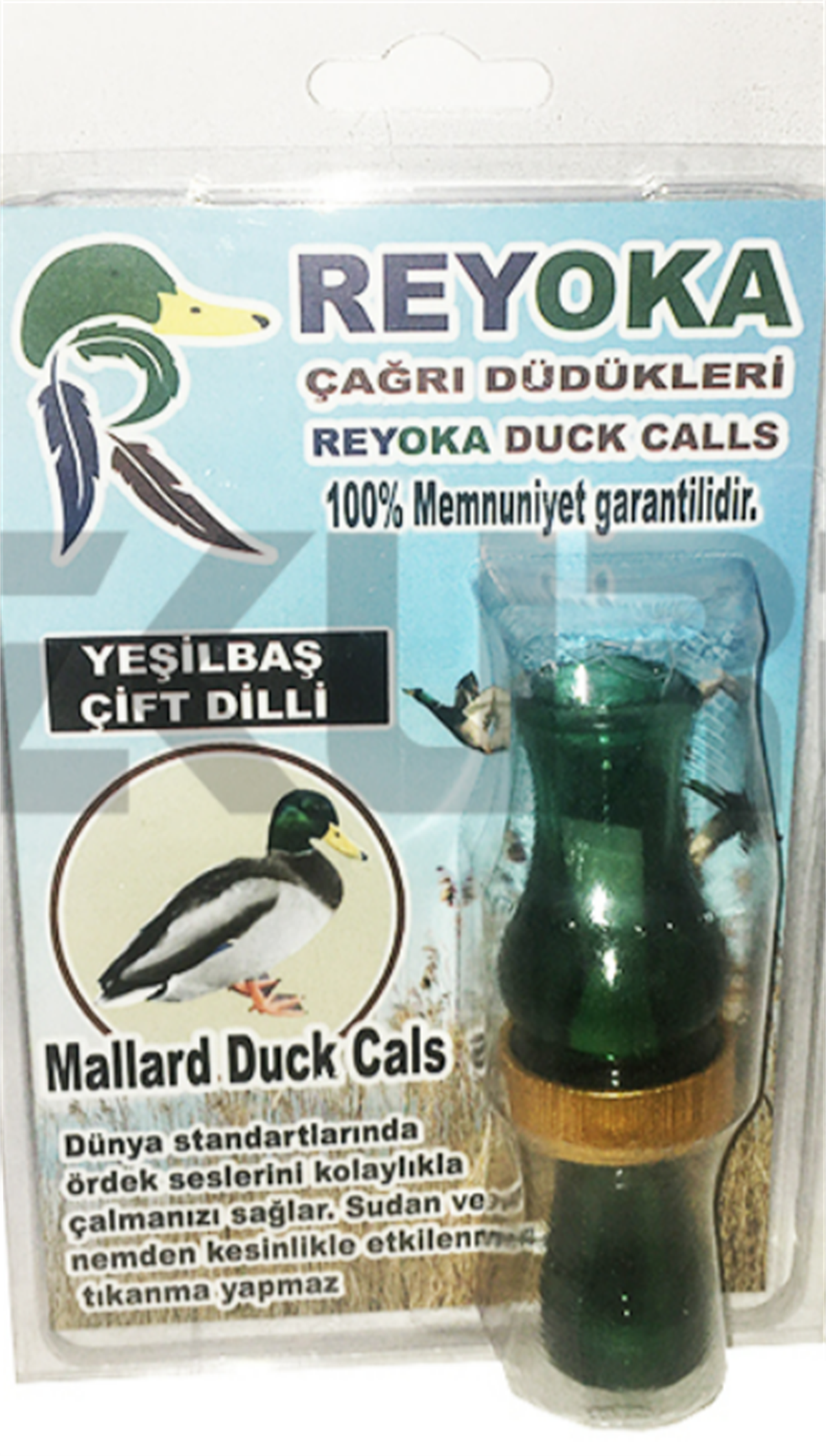 Reyoka Çift Dilli Yeşilbaş Ördek Düdüğü (Yeşil/Yeşil- Sarı Halka)