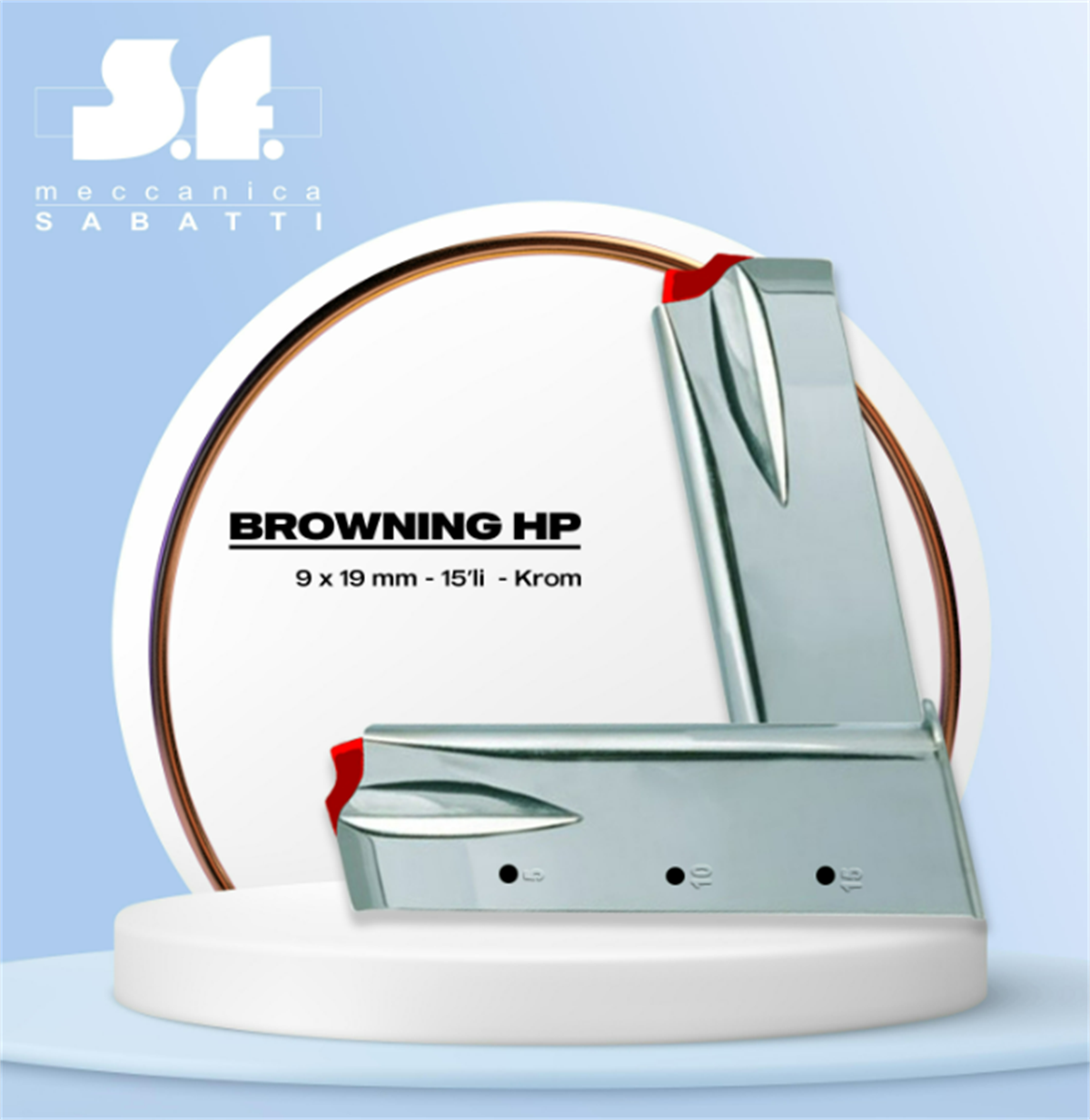 SABATTI BROWNING HP (KROM TABANCA ŞARJÖRÜ) 15'Lİ
