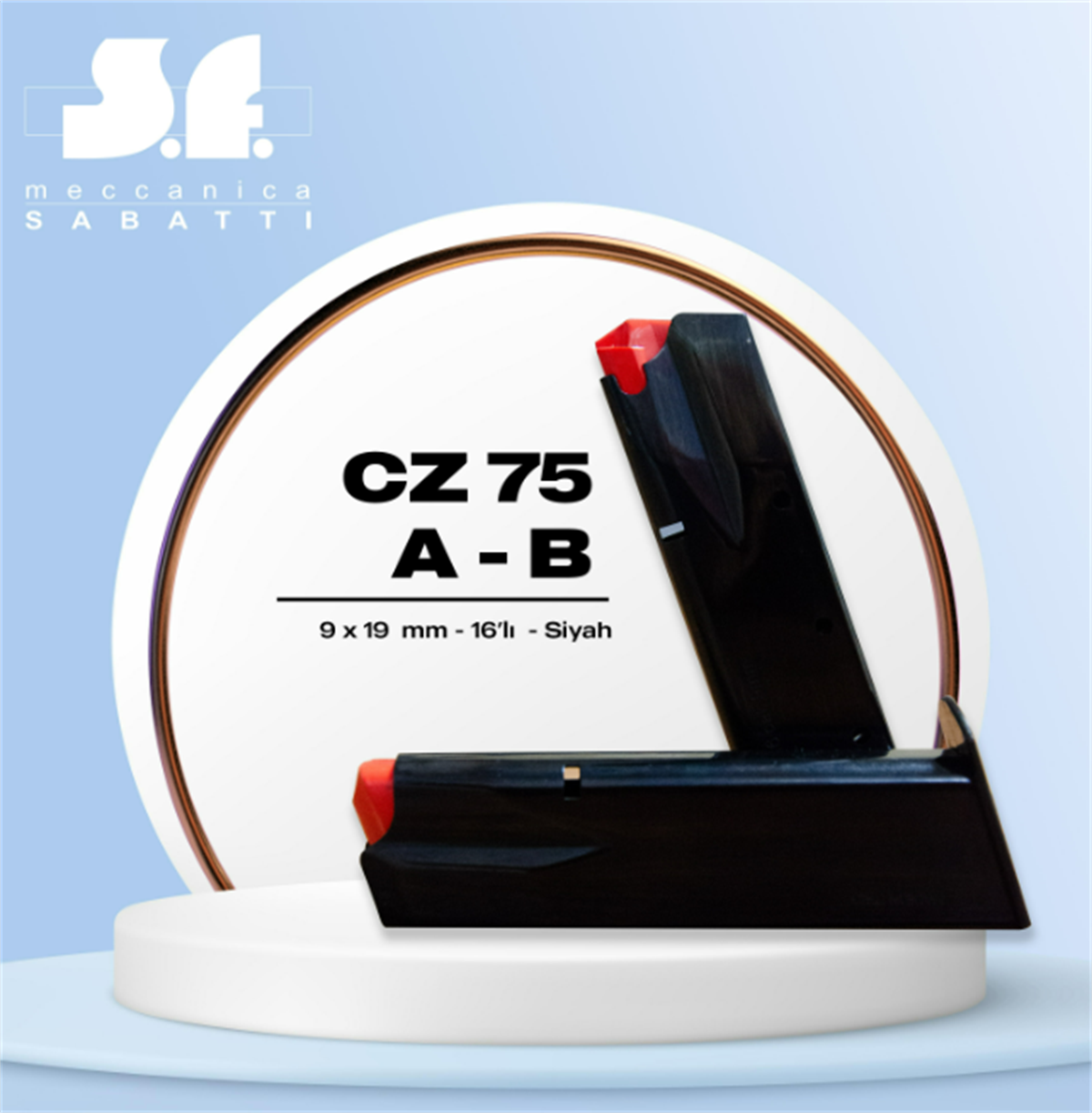 SABATTI CZ 75 A-B (CANİK) (SİYAH TABANCA ŞARJÖRÜ) 16'LI