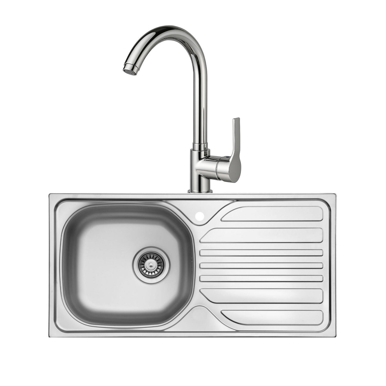 Ukinox Barton Sağ Damlalıklı Paslanmaz Çelik Mutfak Evyesi + EMR Mutfak Bataryası