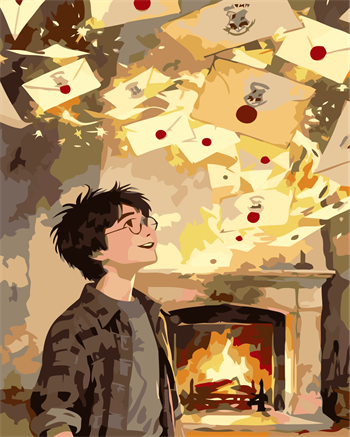 Sayılarla Boyama Seti Çerçeveli Kasnaklı Hogwarts Kabul Mektubu