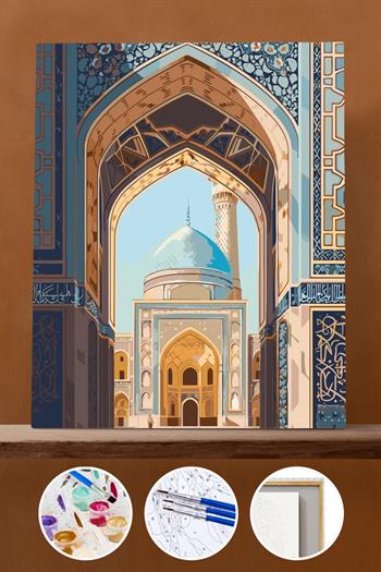 Sayılarla Boyama Seti Çerçeveli Kasnaklı  Görkemli Camii