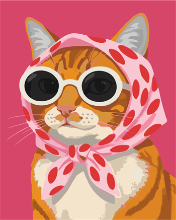 Sayılarla Boyama Seti Çerçeveli Kasnaklı Cool Kedi 1
