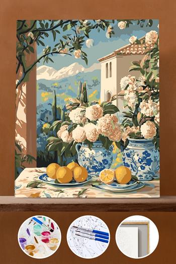 Sayılarla Boyama Seti Çerçeveli Kasnaklı  Vintage Manzara