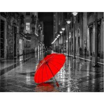 Sayılarla Boyama Seti Gri Sokaklar ve Kırmızı Şemsiye