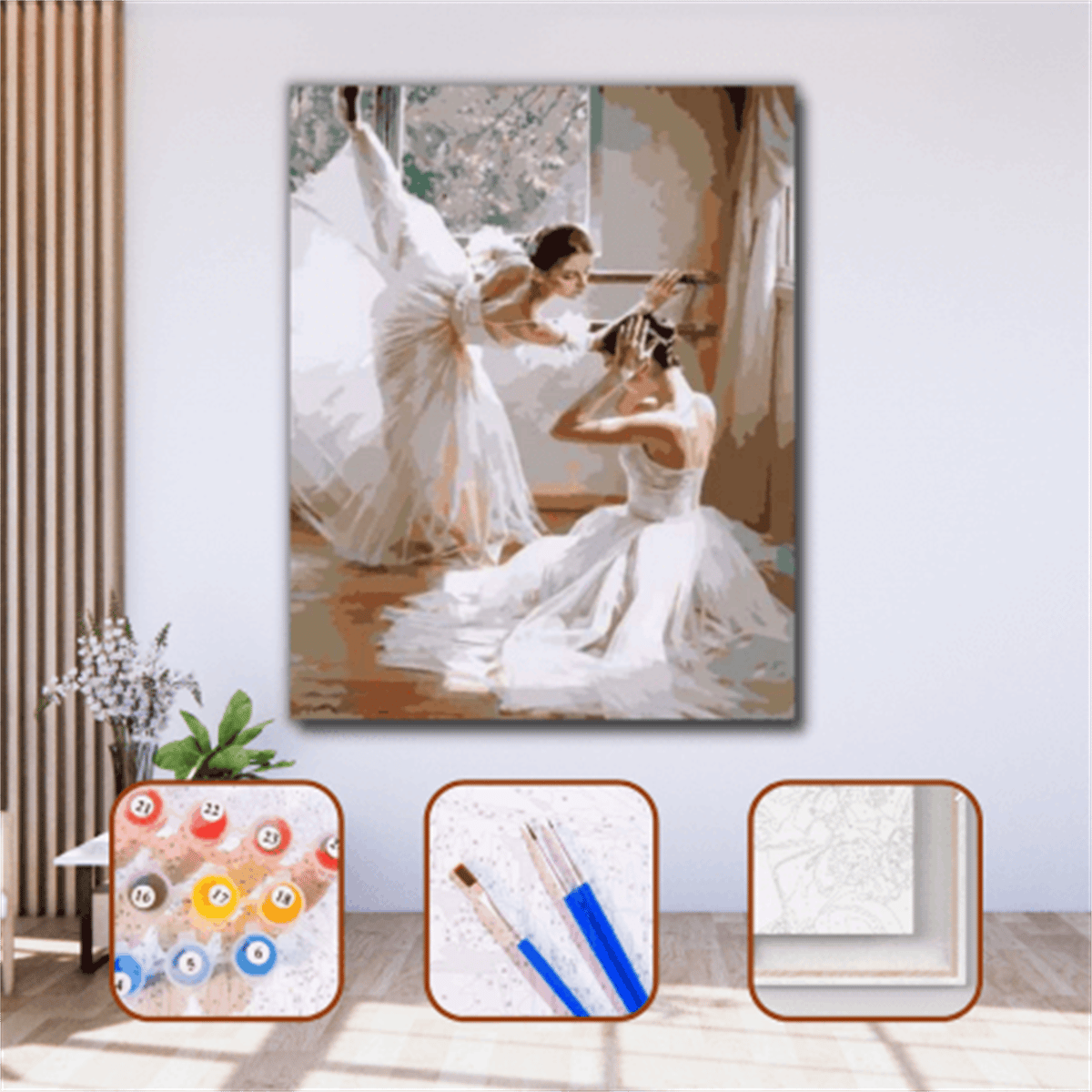 Sayılarla Boyama Seti Beyaz Balerinler 50x65cm