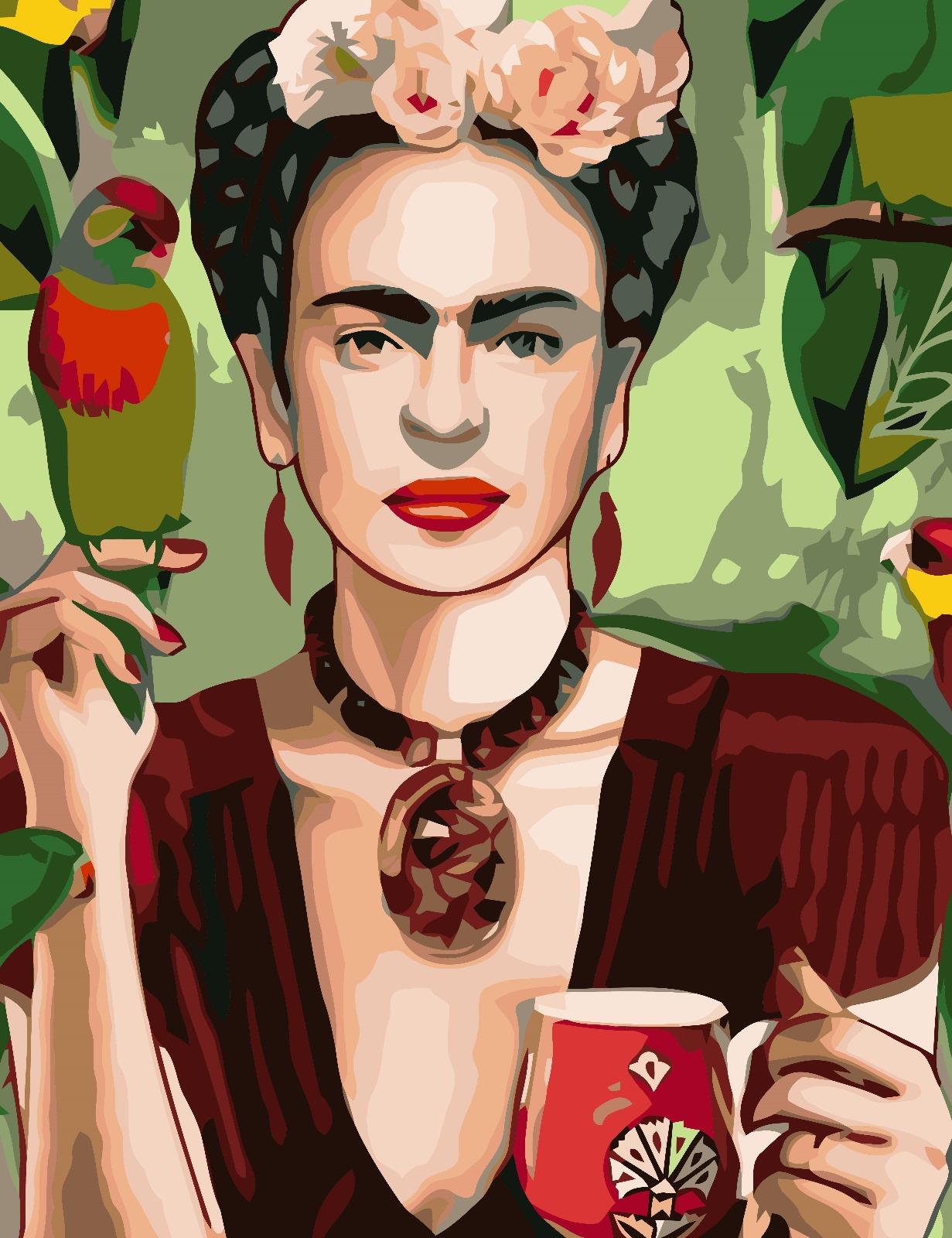Sayılarla Boyama Seti Frida Kahlo Papağanlı Kahve