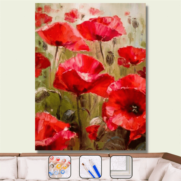 Sayılarla Boyama Seti Gelincik Tarlası 60x75cm