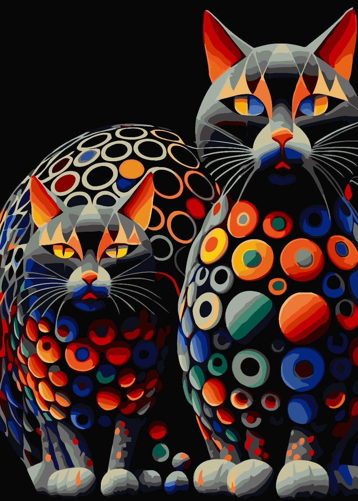 Sayılarla Boyama Seti Oval Kediler