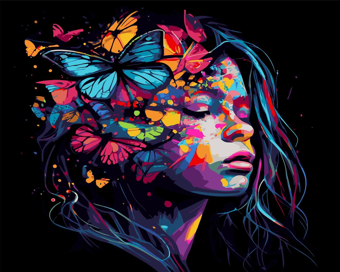 Sayılarla Boyama Seti Saçtaki Renkli Kelebekler