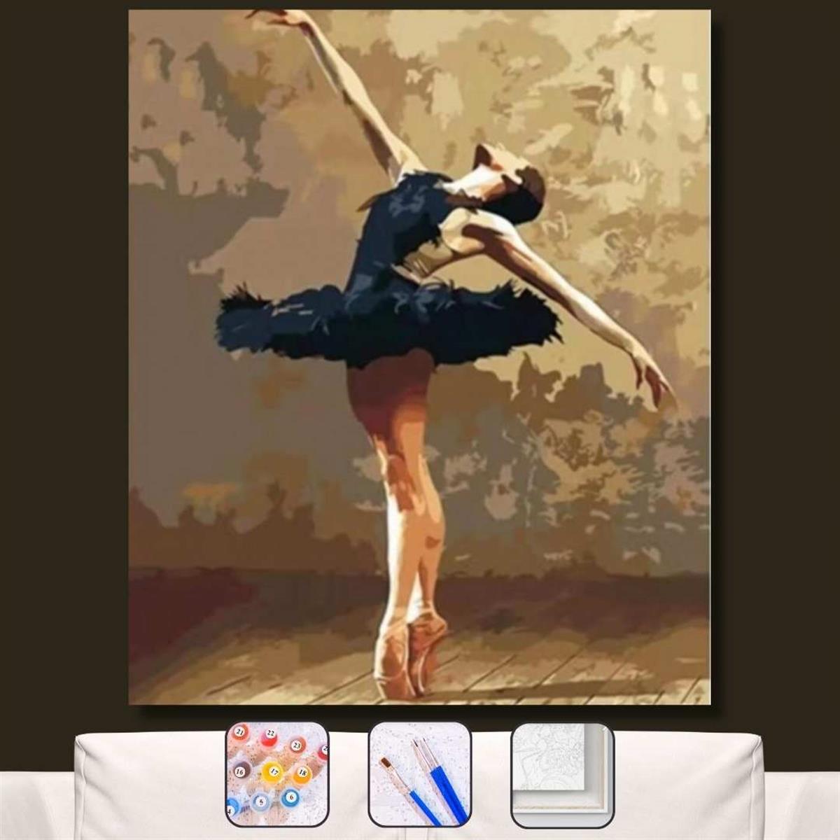 Sayılarla Boyama Seti Siyah Elbiseli Balerin