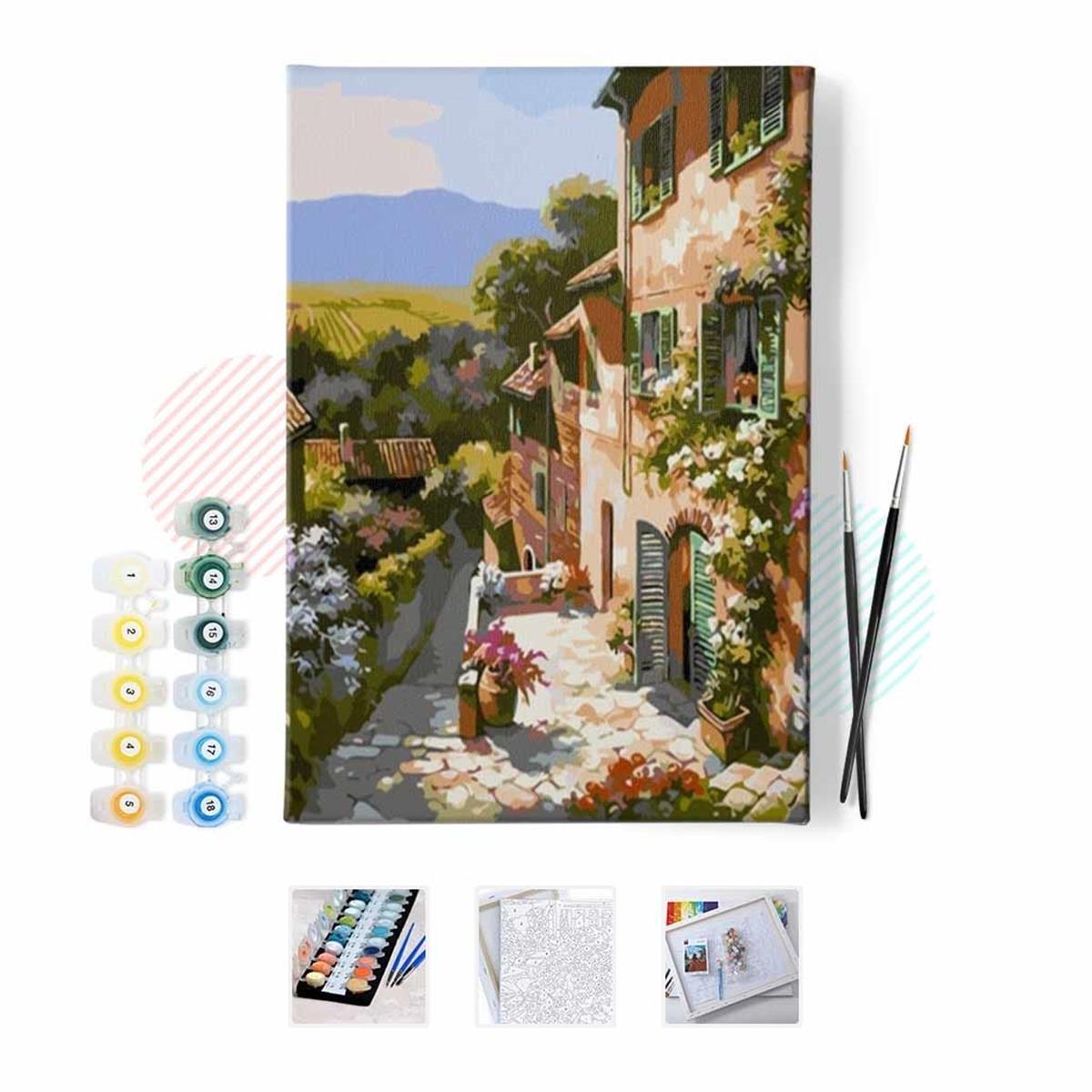 Sayılarla Boyama Seti Taş Sokaklı Kasaba 50x65cm