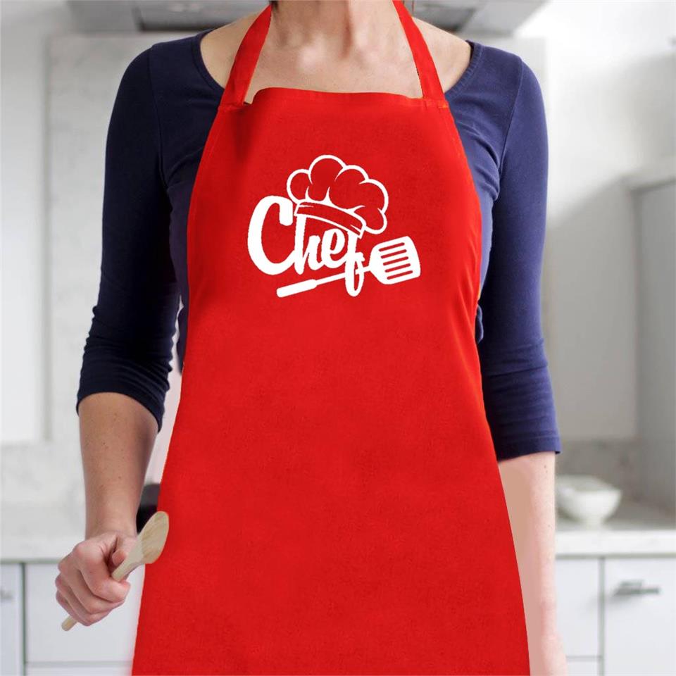 Turuncu Önlük Chef Aşçı Şef Mutfak Önlüğü