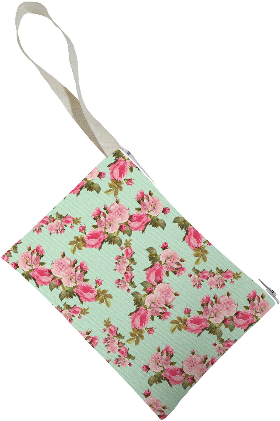 Unisex Retro Çiçek Desenli Portföy Clutch Çanta