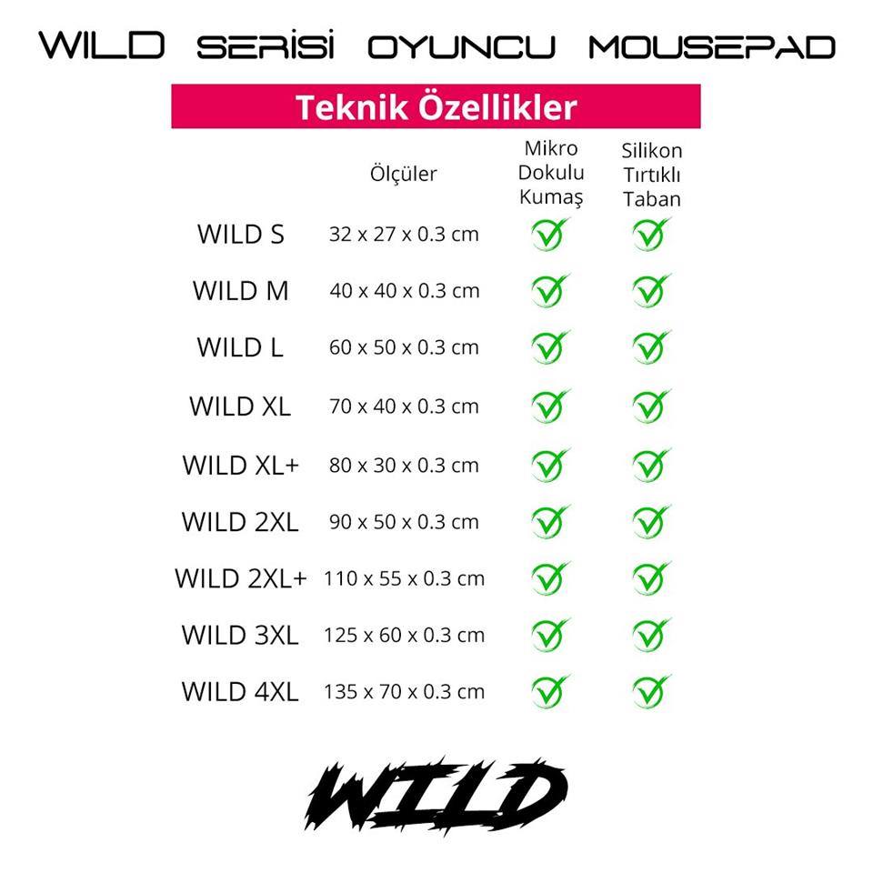 Wild L 60x50 cm Oyuncu Gaming Mouse Pad