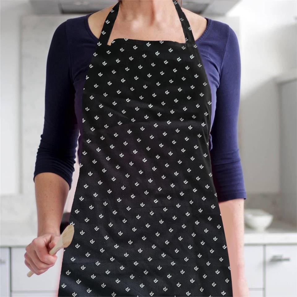 Siyah Tasarım R Baskılı Önlük Chef Aşçı Şef Mutfak Önlüğü