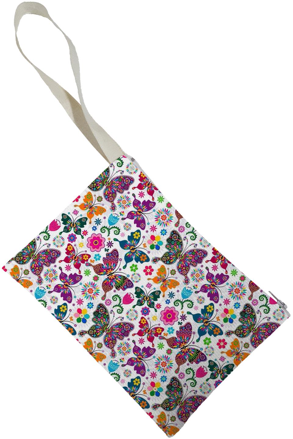 Unisex Kelebek Desenli Portföy Clutch Çanta