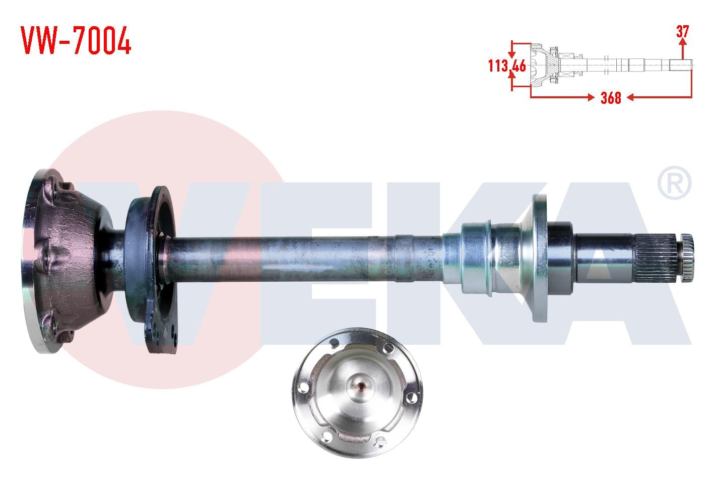 AKS ILAVE MILI VE FREZESI ON SAG VOLKSWAGEN TRANSPORTER IV (70XB,70XC,7DB,7DW) 2.5 D IC FREZE 37 UZUNLUK 368mm 1990-2003