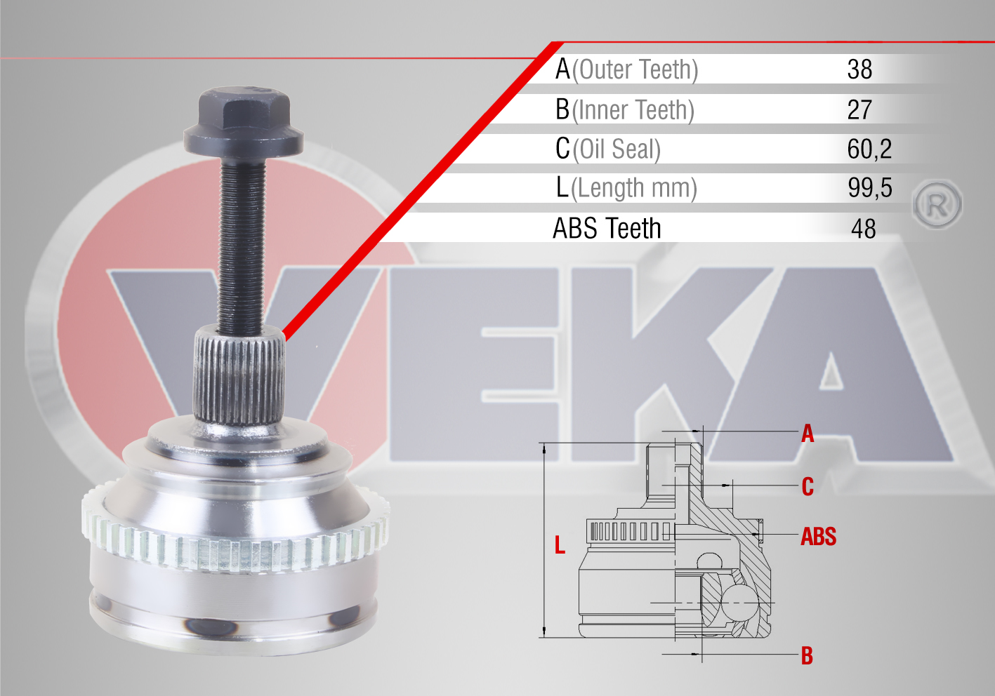 AKS KAFASI DIŞ T4 AAB-AJA-ACV-AJT 2,4 D-2,5 TDİ 96-03 303451 / 302447 (ABSLI) 7D0498099B
