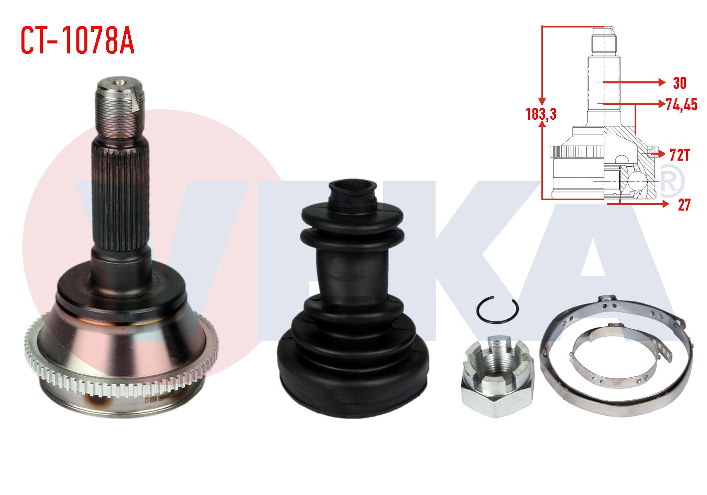 AKS KAFASI ON DIS KARSAN J9 PREMIER 2.8 D ABSLI 72 DIS 30X27X74,5 UZUNLUK 183,3 mm 2007-2010