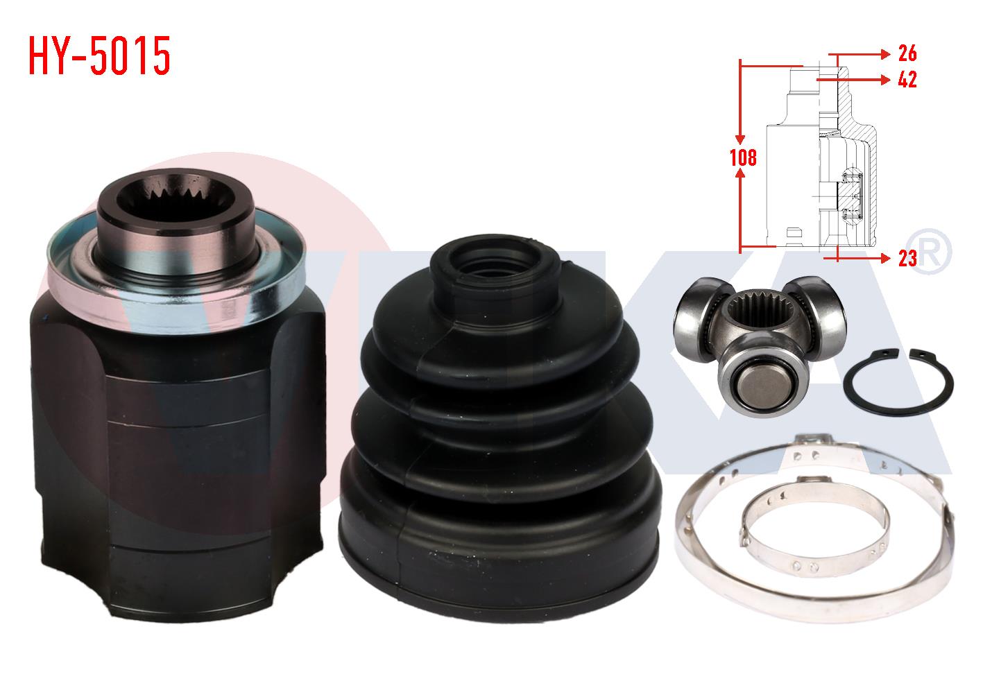 AKS KAFASI SAG ON IC HYUNDAI ACCENT ADMIRE 1.5 CRDI 26X23X42 UZUNLUK 108 mm 2003-2006