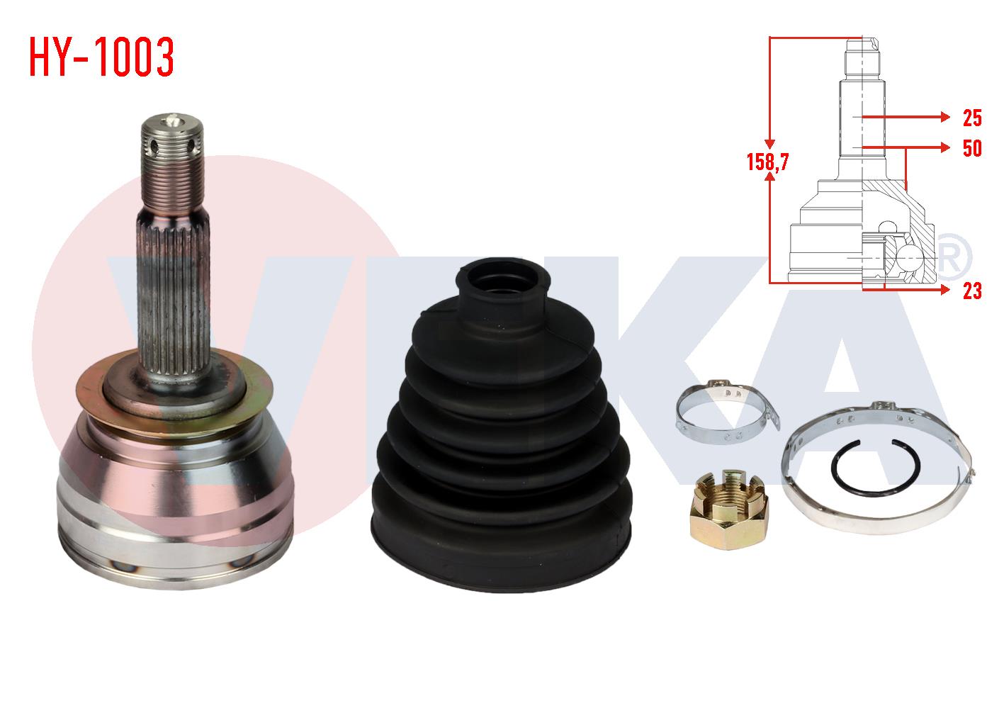 AKS KAFASI SOL ON DIS HYUNDAI ACCENT ERA 1.5 CRDI  25X23X50 UZUNLUK 159 mm 2006-2012
