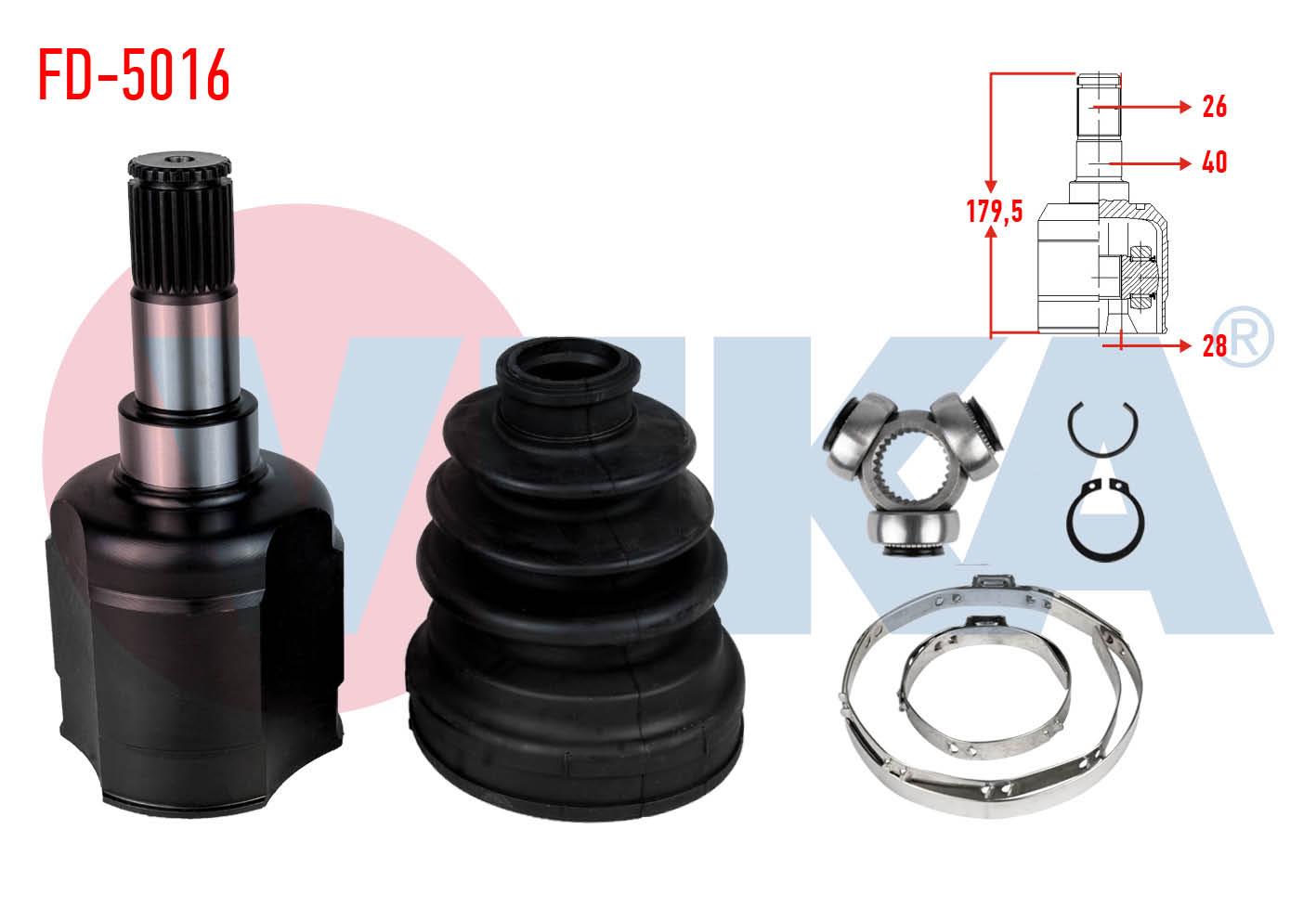 AKS KAFASI SOL ON IC FORD MONDEO IV 2.0 TDCI M-T 26X28X40 UZUNLUK 179,5mm 2007-2014