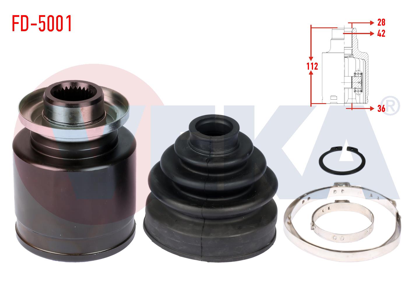 AKS KAFASI SOL ON IC FORD RANGER (ET) 2.5 TD 28X36X42 UZUNLUK 112mm 2006-2011