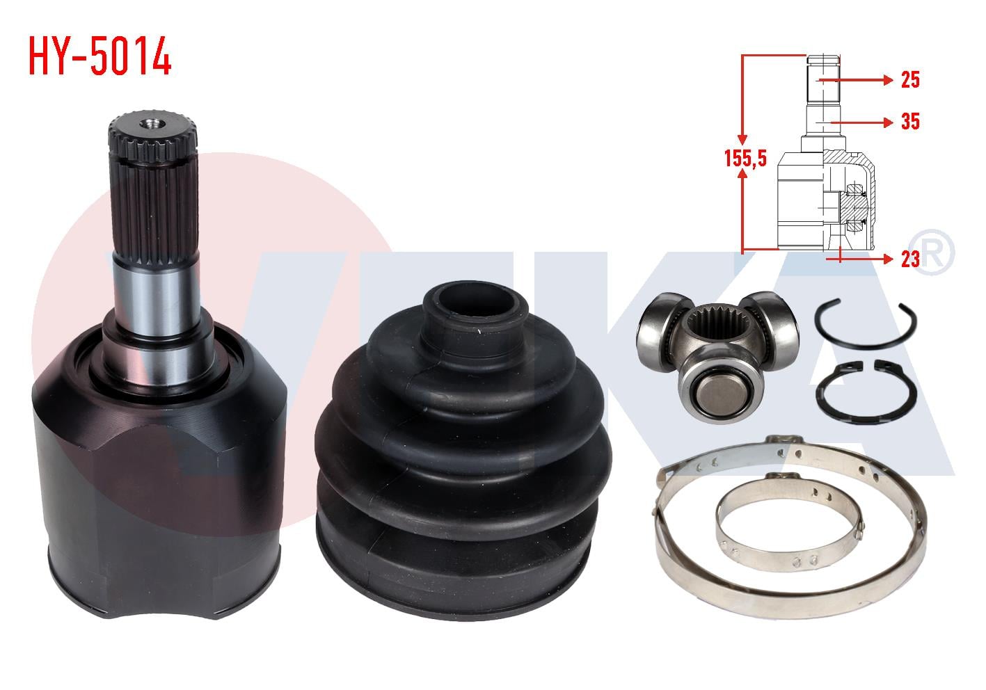 AKS KAFASI SOL ON IC HYUNDAI ACCENT ADMIRE 1.5 CRDI  23X25X60 UZUNLUK 152,8 mm 2003-2006