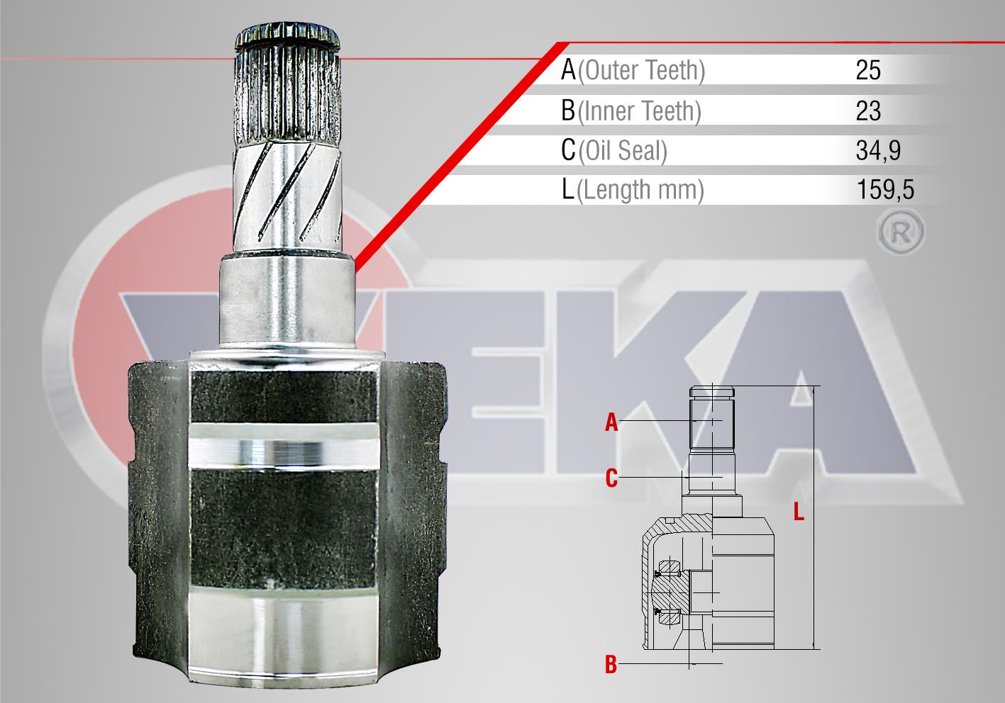 AKS KAFASI SOL ON IC OPEL CORSA D 1.3 CDTI 25X23X34.9 UZUNLUK 159,5 MM 2006-2014 - 93190189