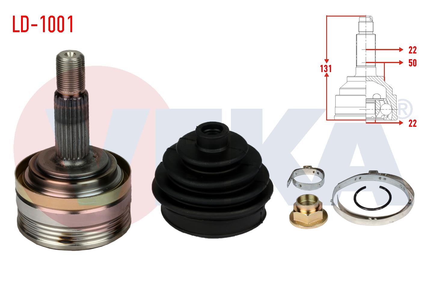 AKS KAFASI SOL-SAG ON DIS 22X22X50 UZUNLUK 131 mm LADA SAMARA 1500 1986-1994 / VEGA 1.5 2000-